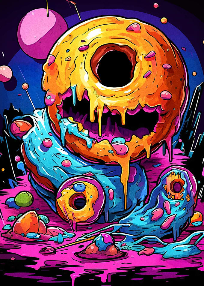 Melting Donut Cartoon
