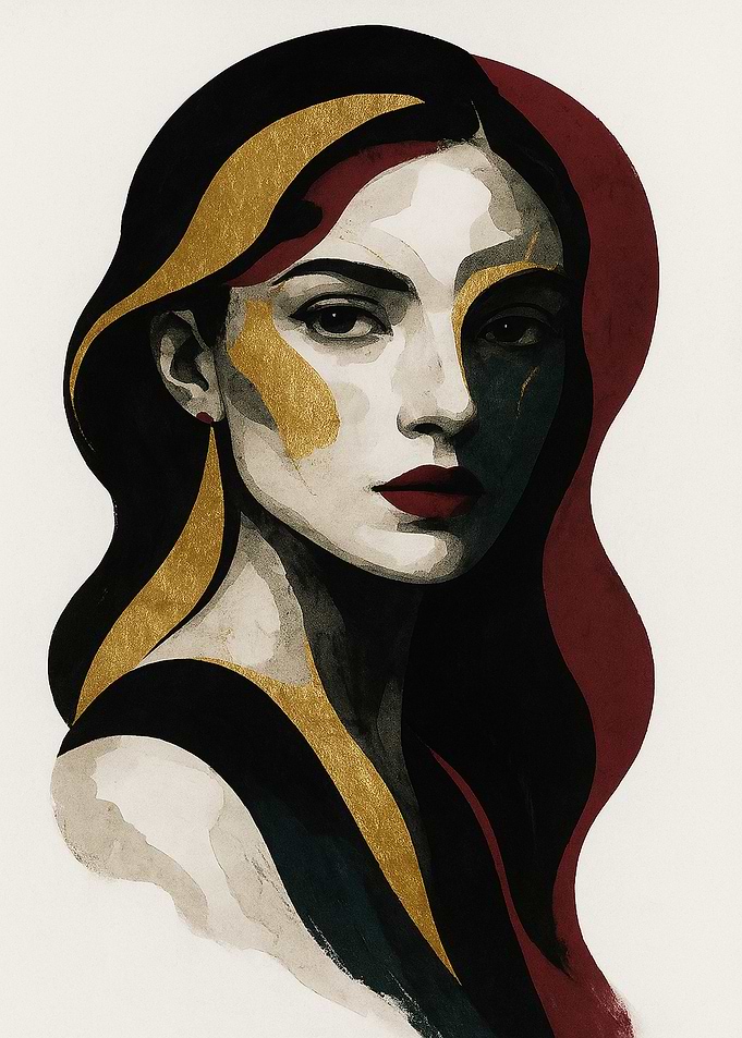 Elegant Woman Portrait with Gold Accents