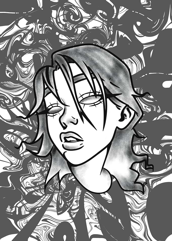 Monochrome Portrait with Abstract Background