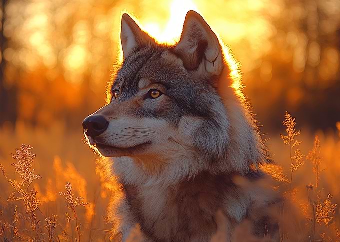 Wolf Portrait in Golden Light