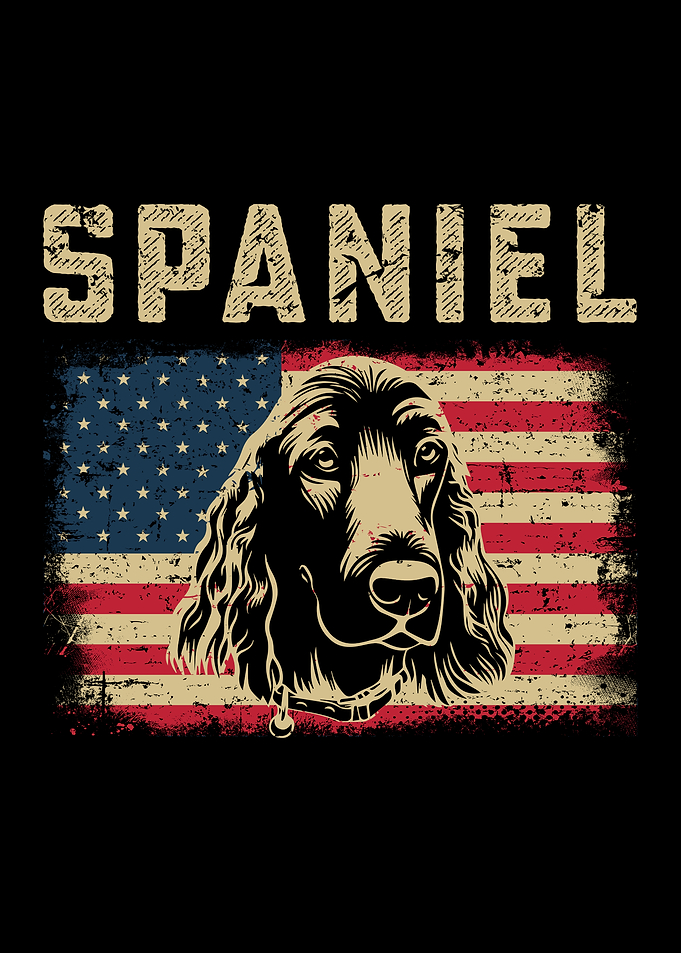 Spaniel Dog with American Flag