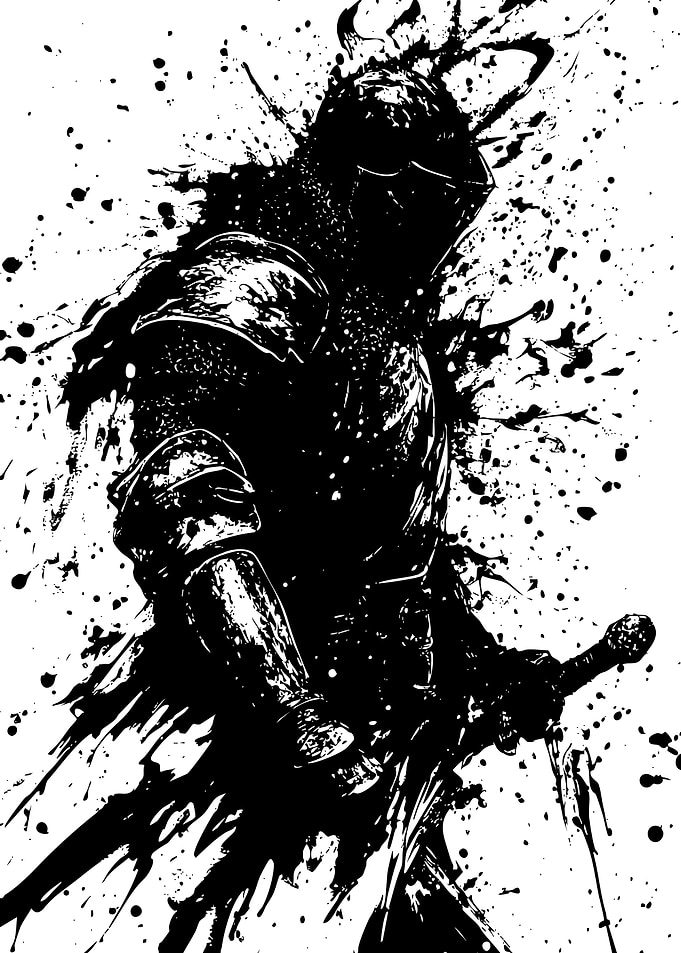 Black and White Knight Illustration