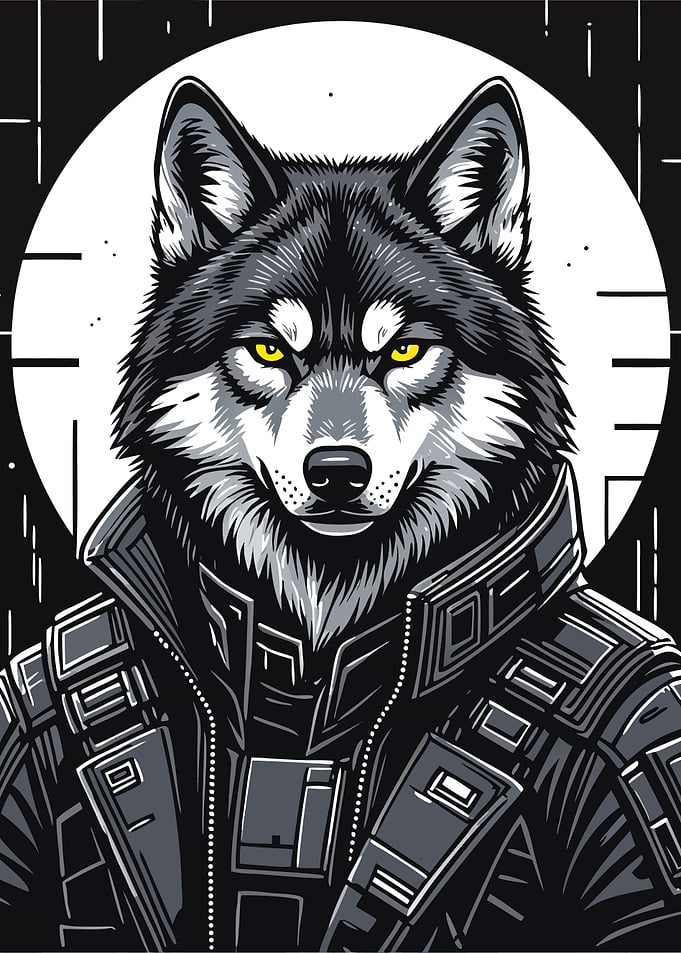Wolf in Jacket Digital Art