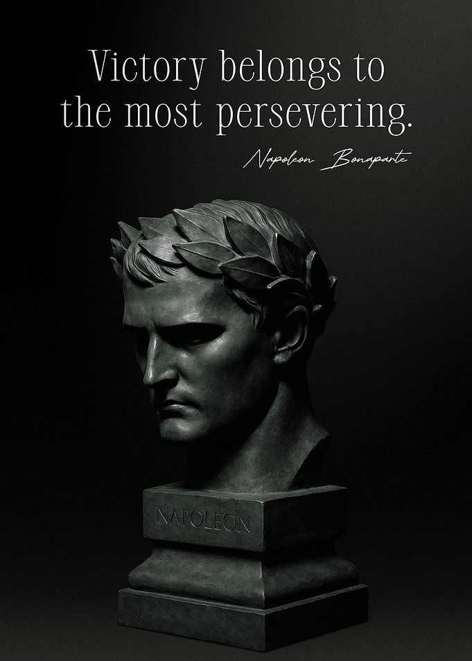 Napoleon Bonaparte Statue with Quote