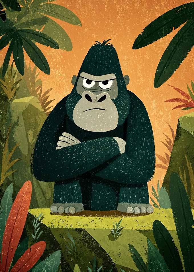 Grumpy Gorilla in Jungle