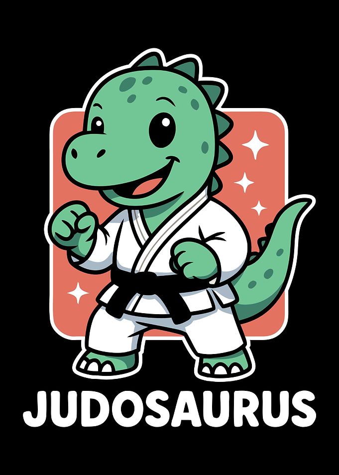 Cartoon Dinosaur Judo Pun