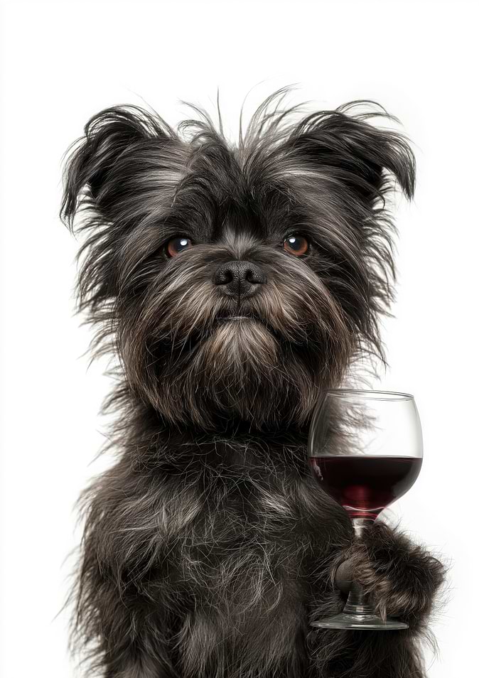 Affenpinscher dog with Wine Glass Portrait