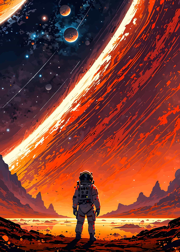 Astronaut on Alien Planet Illustration
