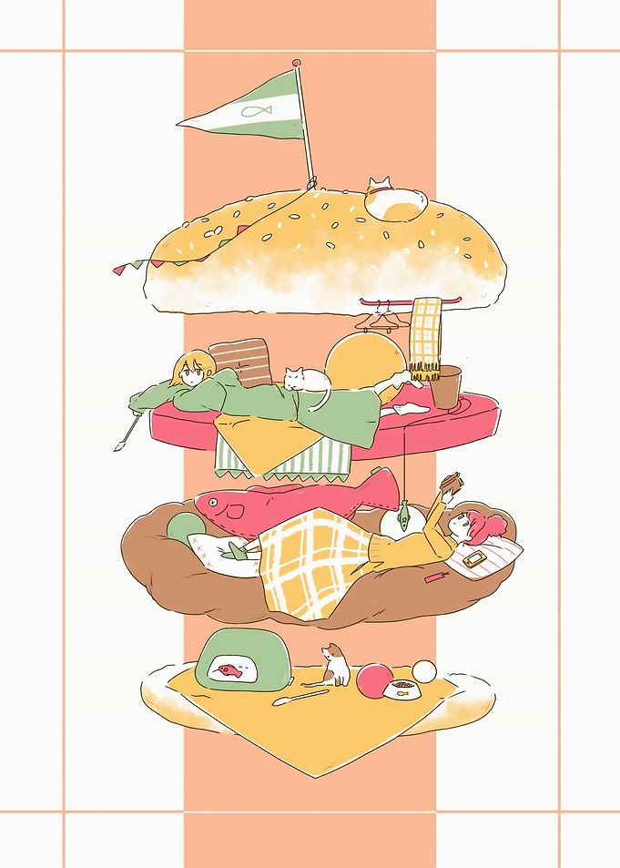 Surreal Burger with People and Animals