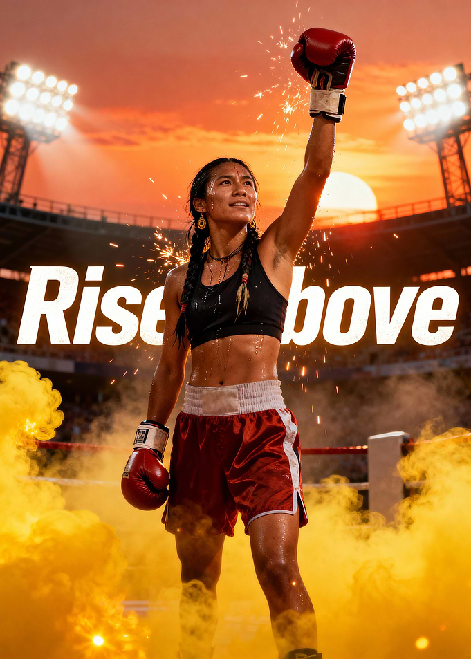 Victorious Boxer with Raised Arm