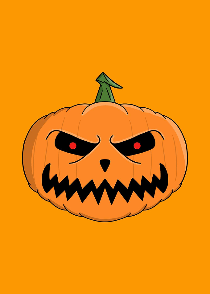 Cartoon Halloween Pumpkin with Red Eyes
