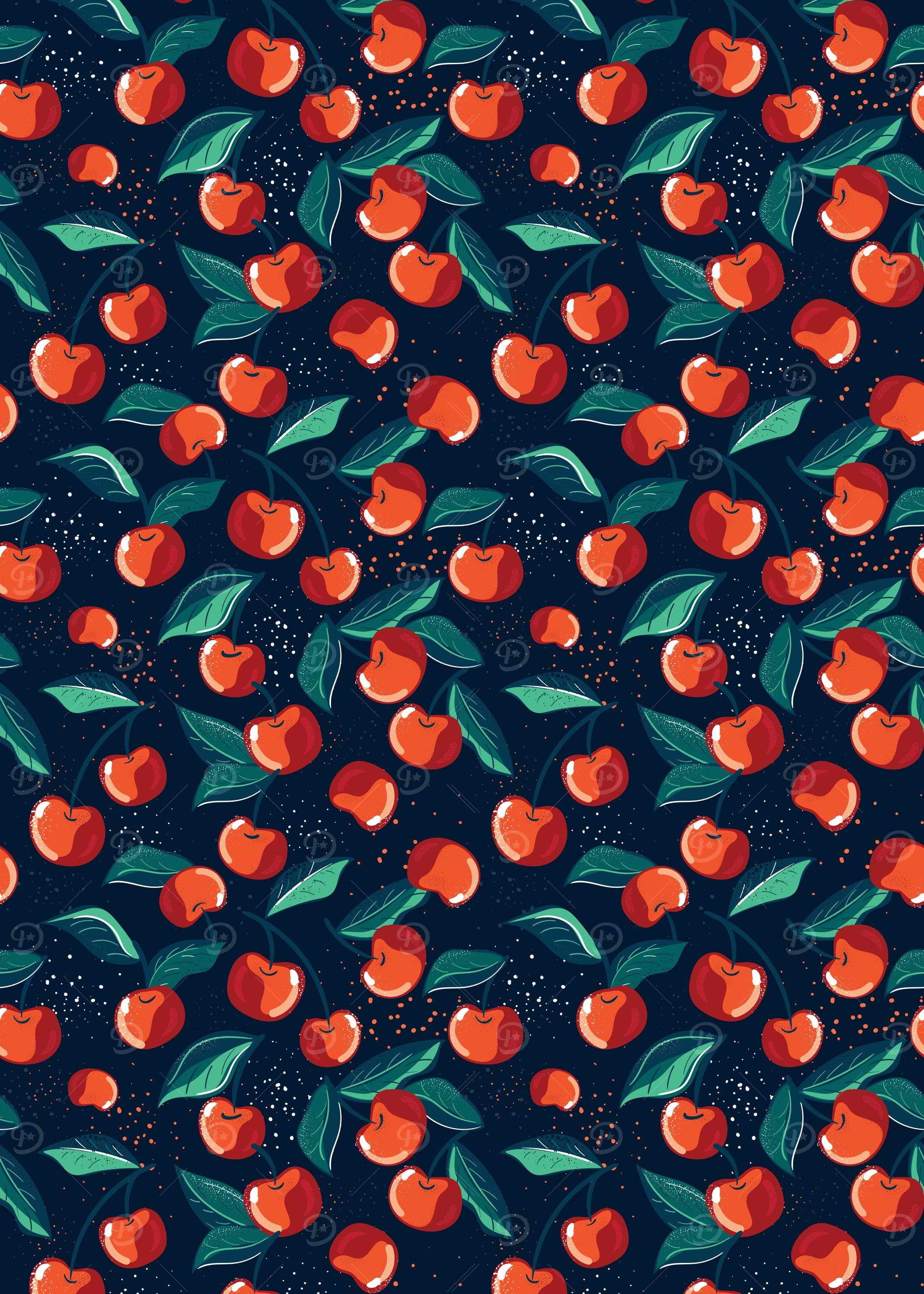 Cherry Pattern on Dark Background