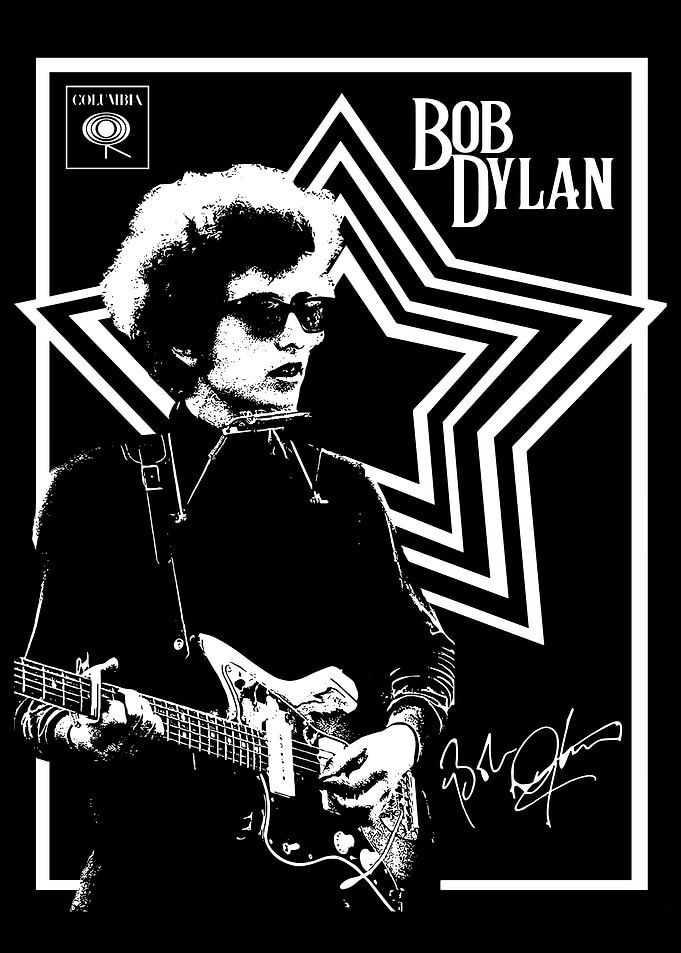 Bob Dylan Black and White Portrait