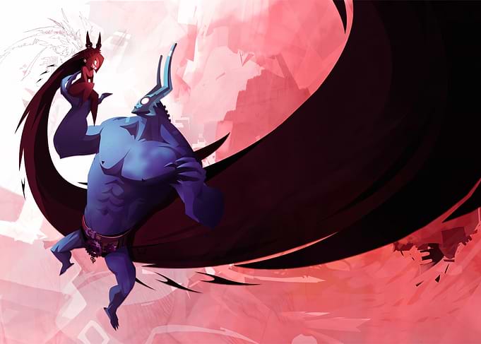 Dofus: Stylized Demon and Small Red Poster