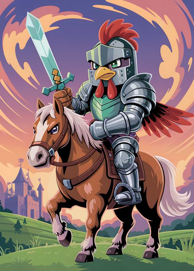 Chicken Knight on Horseback