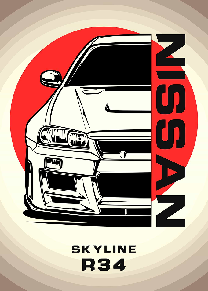 Nissan Skyline R34 Car Illustration
