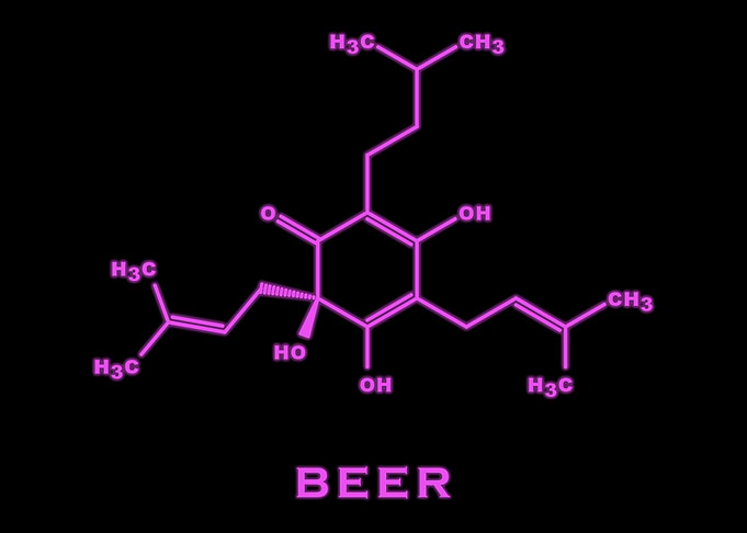 Beer Molecule Structure in Pink