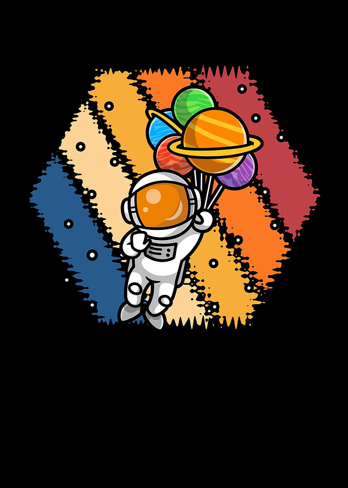 Astronaut with Planet Balloons