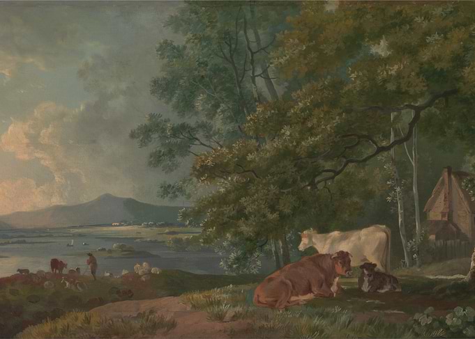 Pastoral Landscape with Cows and Shepherd