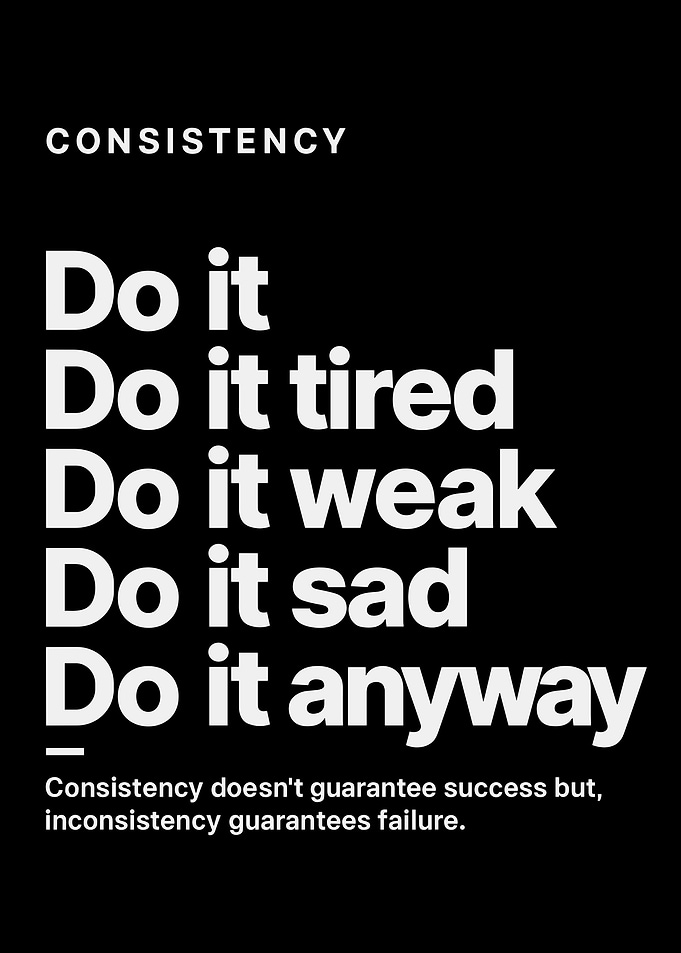 Consistency Motivational Quote Black and White
