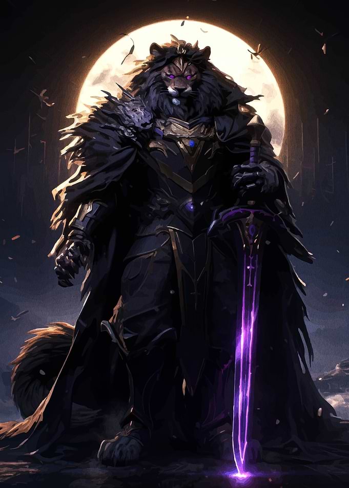 Lion Warrior with Purple Sword