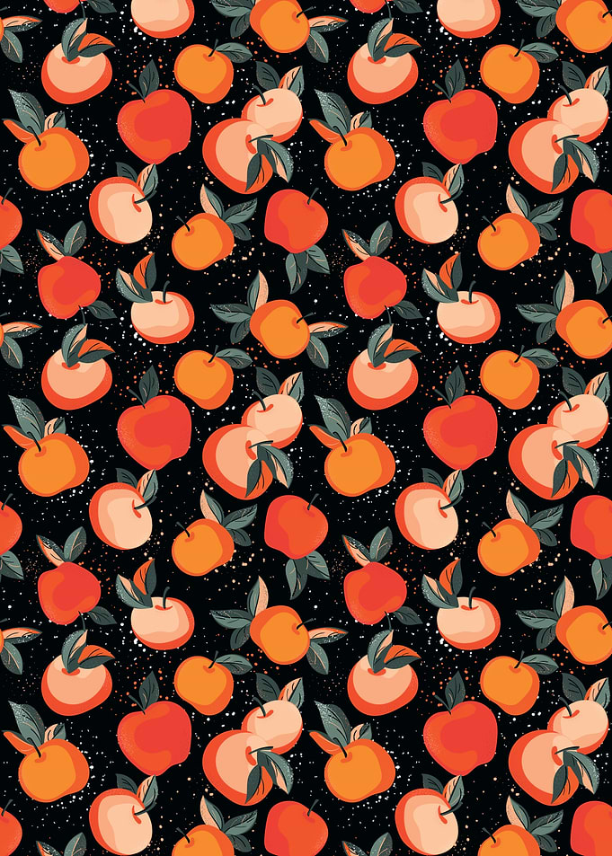 Apple Pattern on Black Background