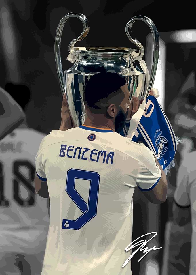 Benzema Champions League Trophy Celebration