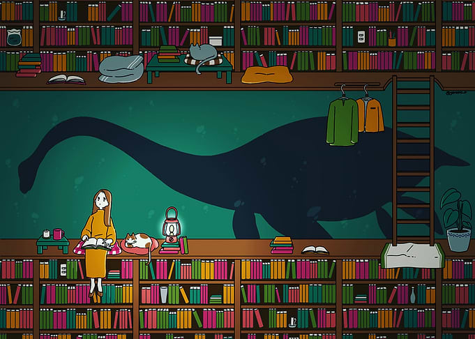 Library with Loch Ness Monster Shadow