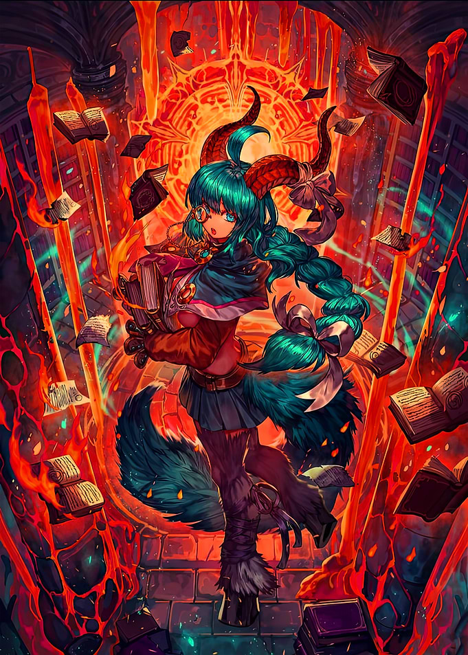 Demon Girl with Books