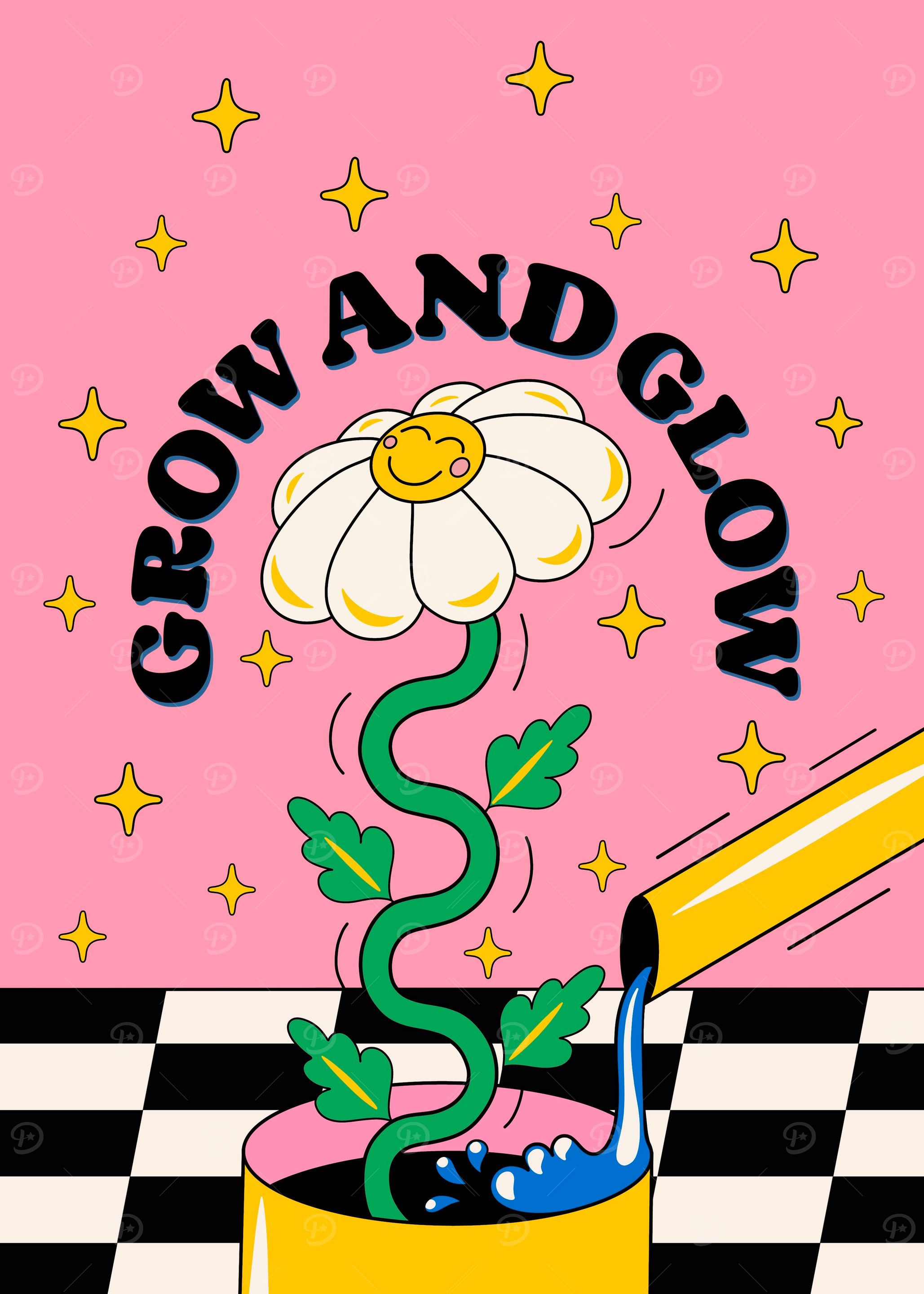 Grow and Glow Daisy Illustration