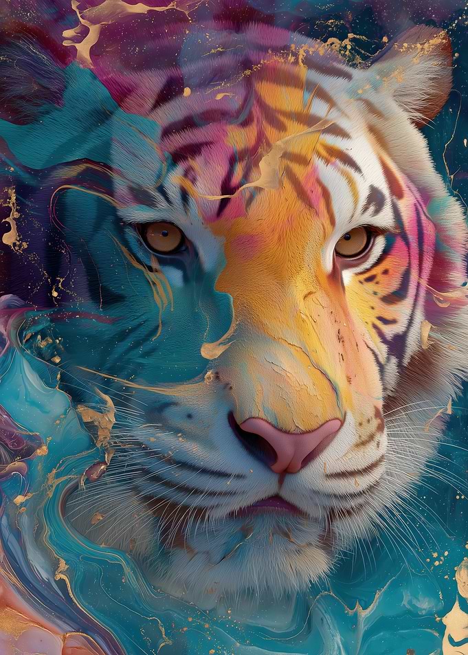 Abstract Marble Tiger Portrait