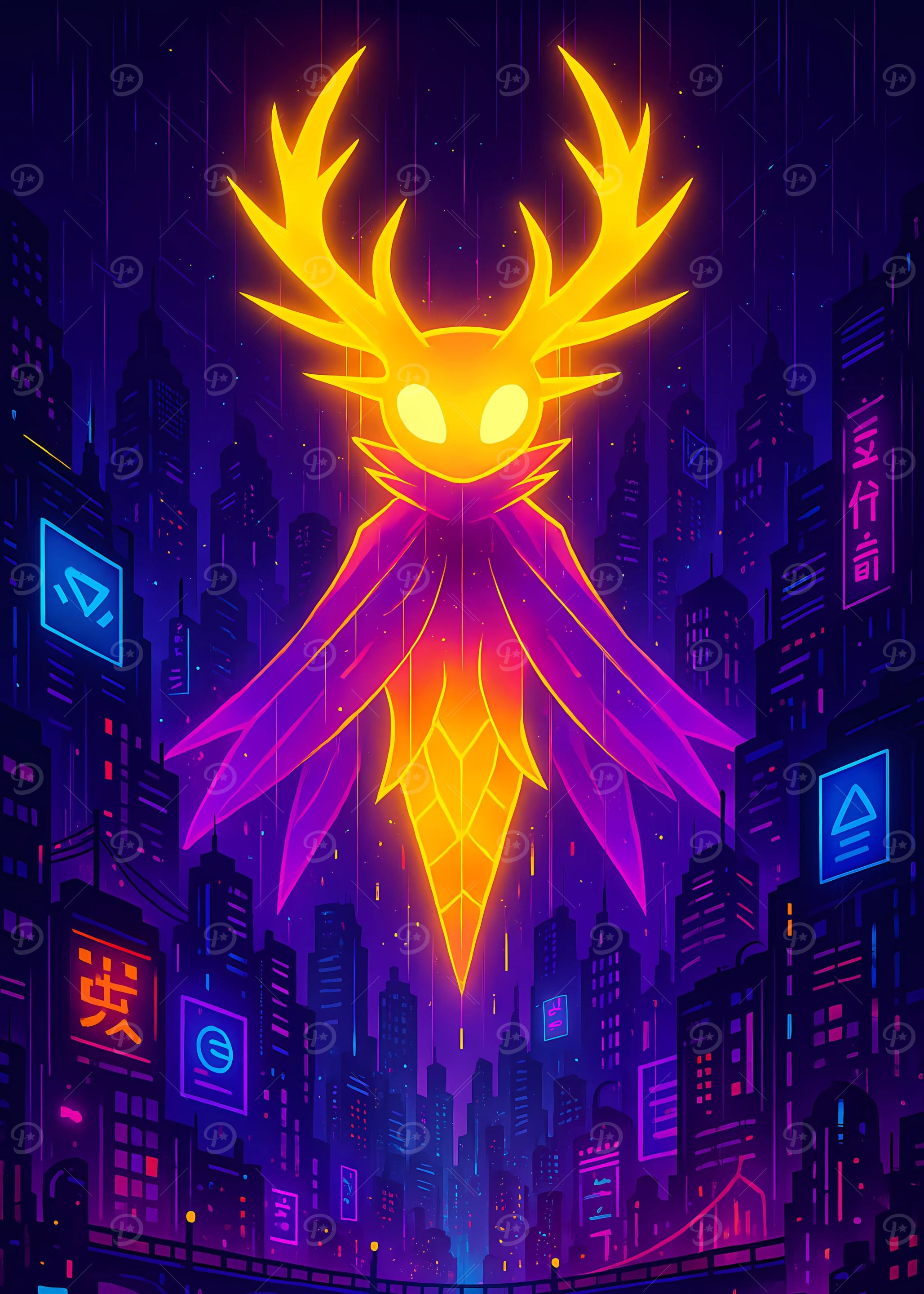 Hollow Knight Neon Cityscape
