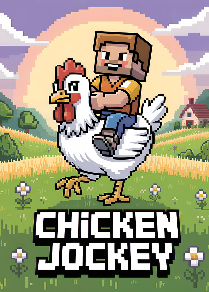 Pixelated Chicken Jockey Adventure