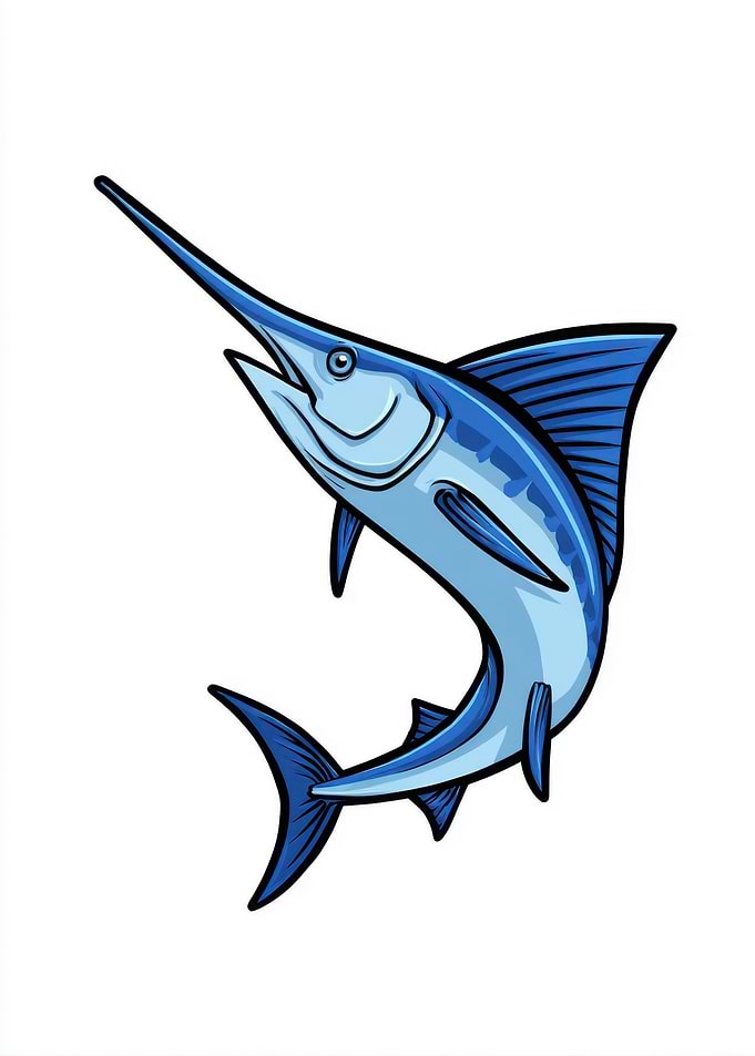 Blue Marlin Cartoon Illustration