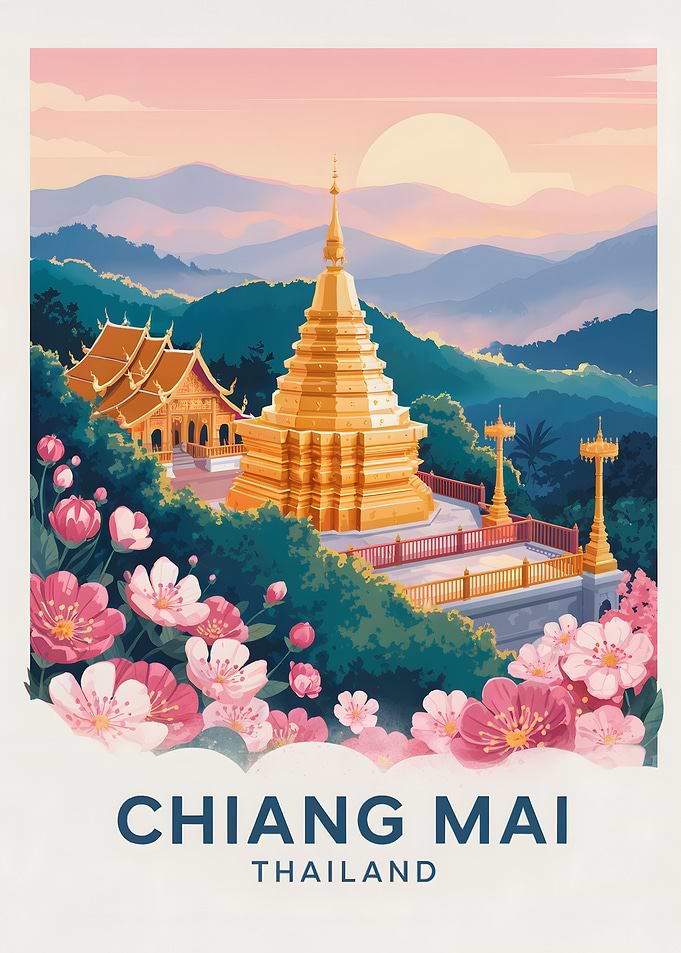 Chiang Mai Thailand Travel Poster