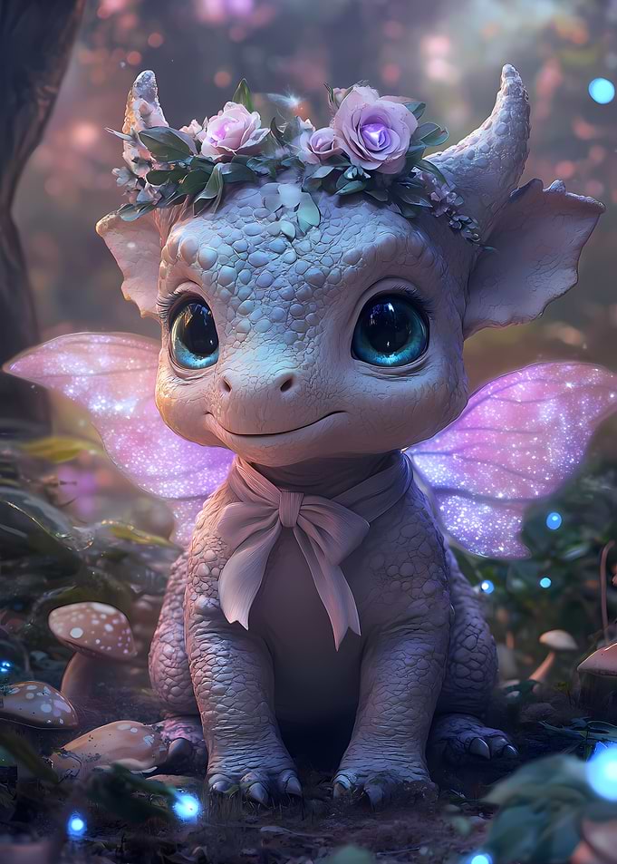 Cute Dragon Fairy in Enchanted Forest