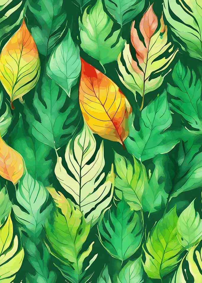 Watercolor Leaves Pattern