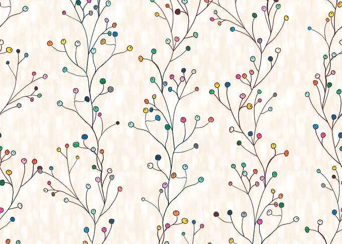 Colorful Berries on Branches Pattern