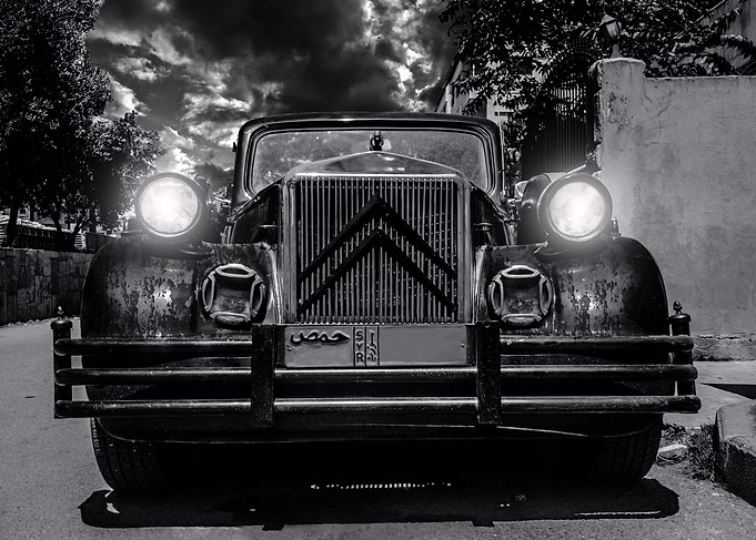 Vintage Car in Black and White