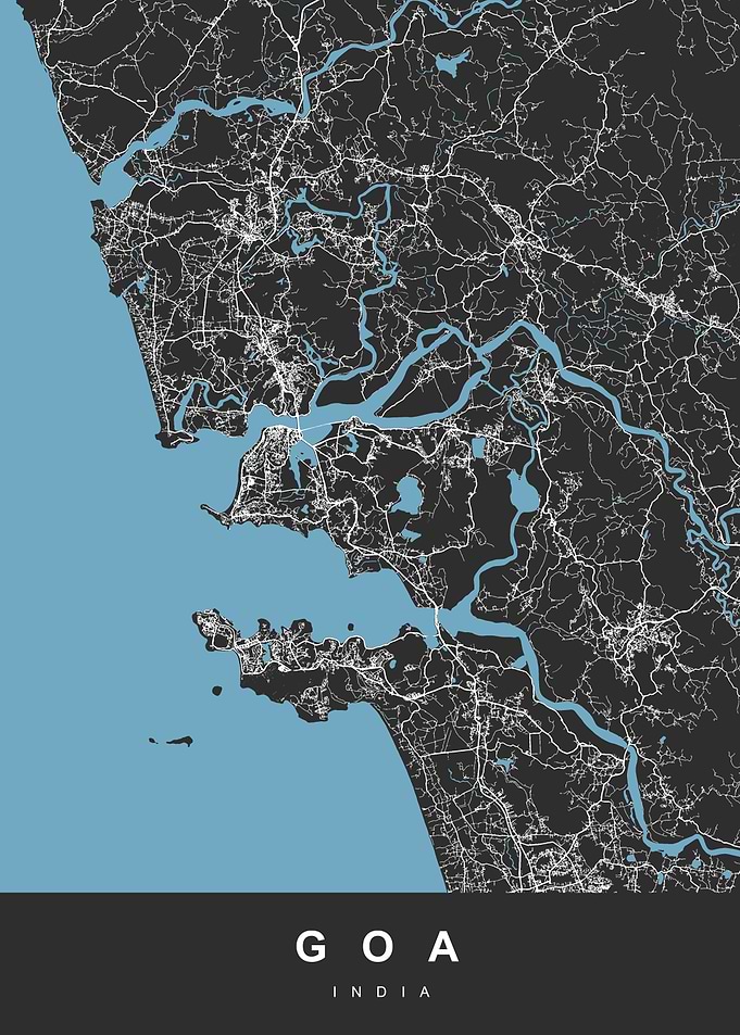 Goa, India Map Art