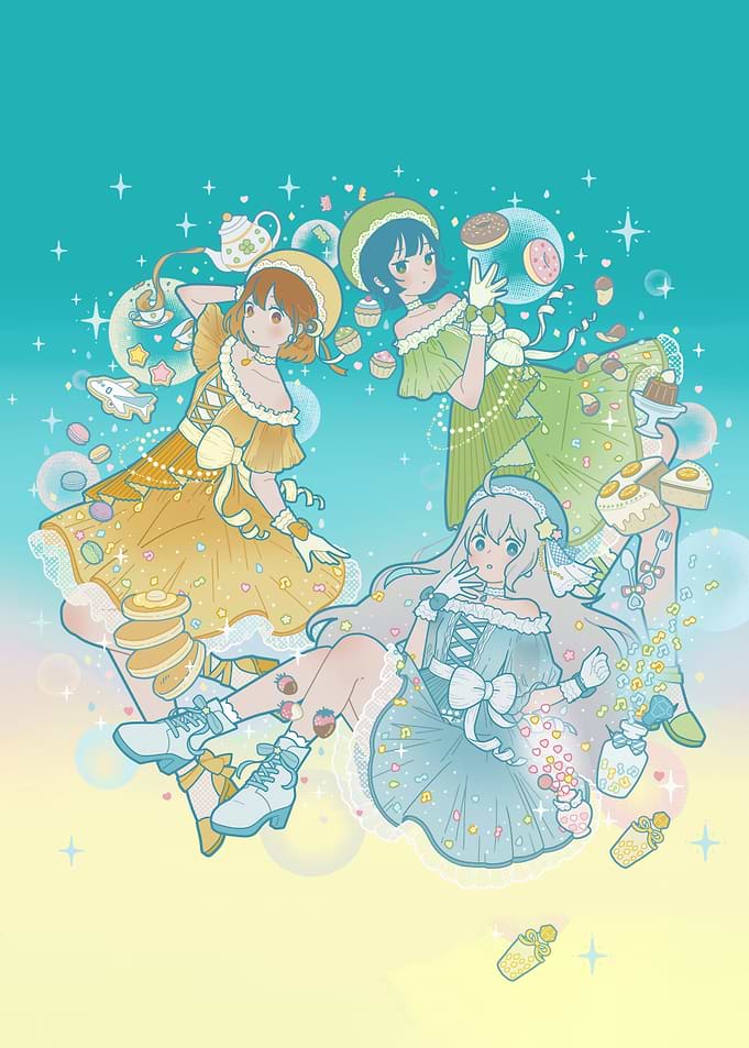 Pastel Anime Girls with Sweets