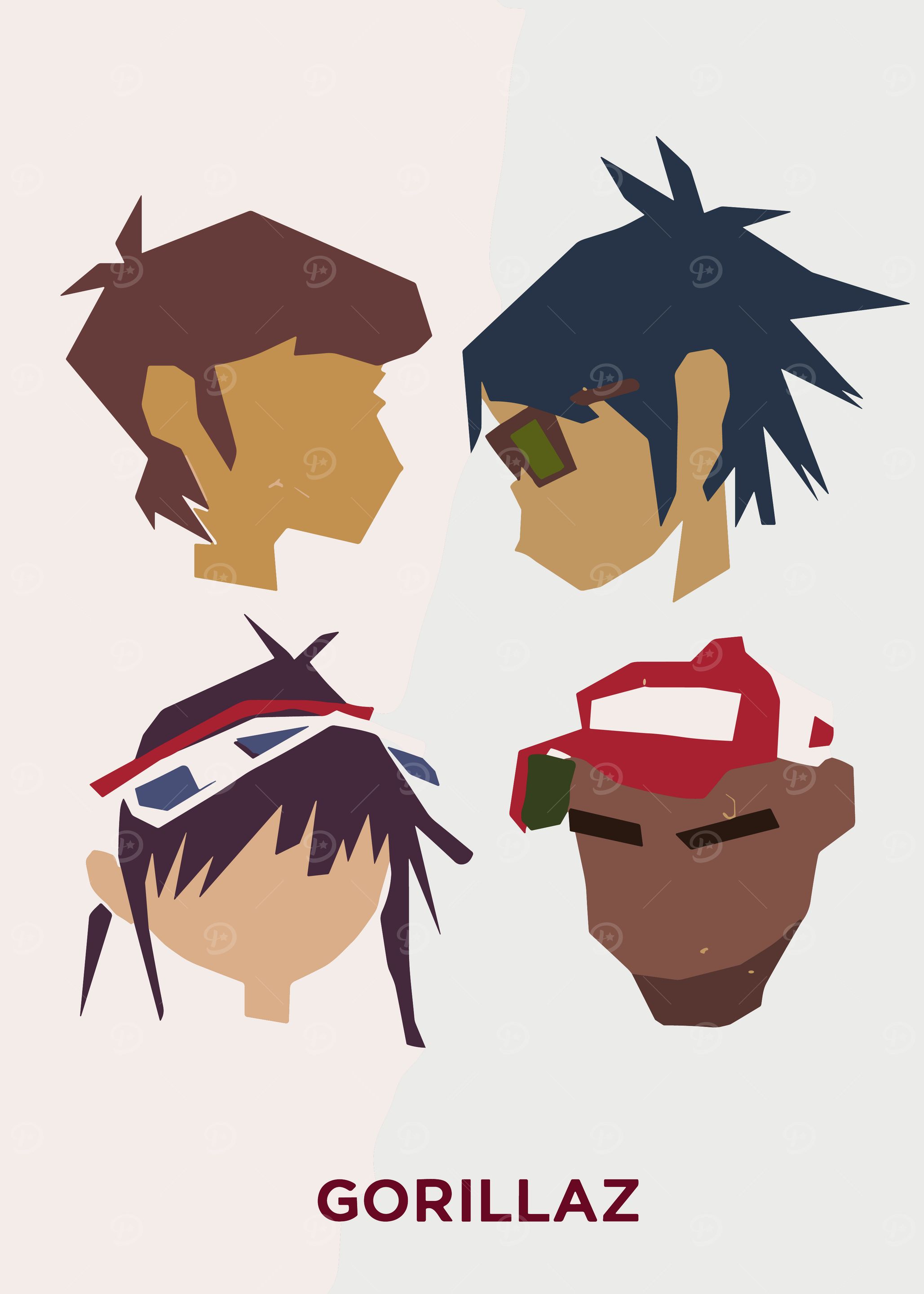 Gorillaz Band Minimalist Portrait