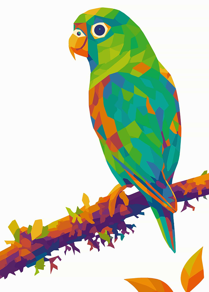 Colorful Parrot on Branch Digital Art