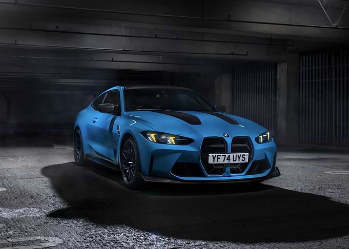 Blue BMW M4 CSL in Parking Garage