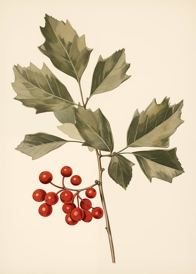 Botanical Berries Leaves