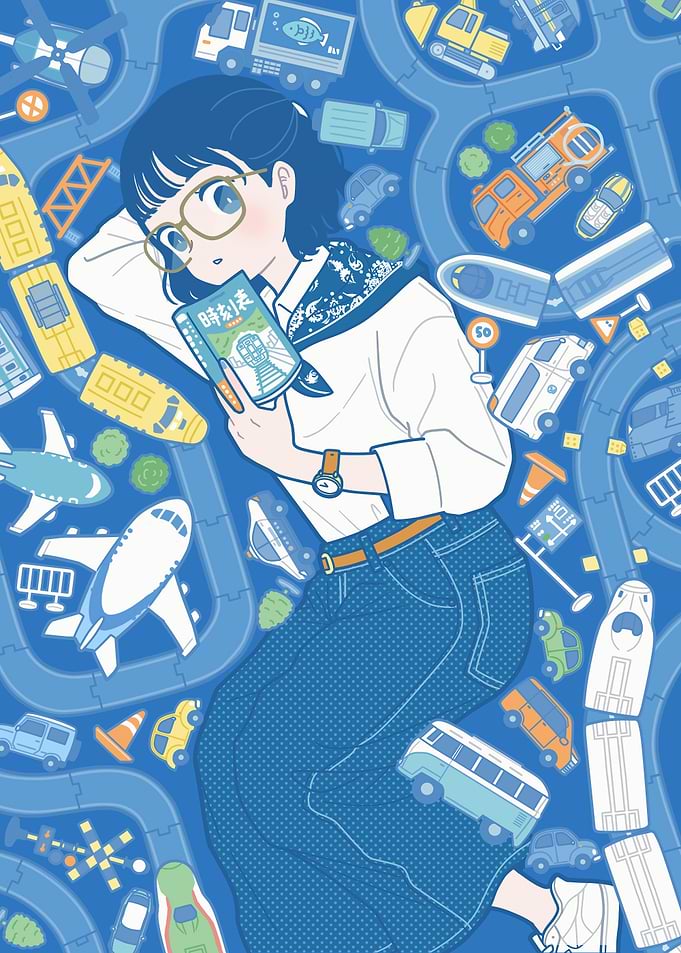 Girl Reading on Transportation Puzzle