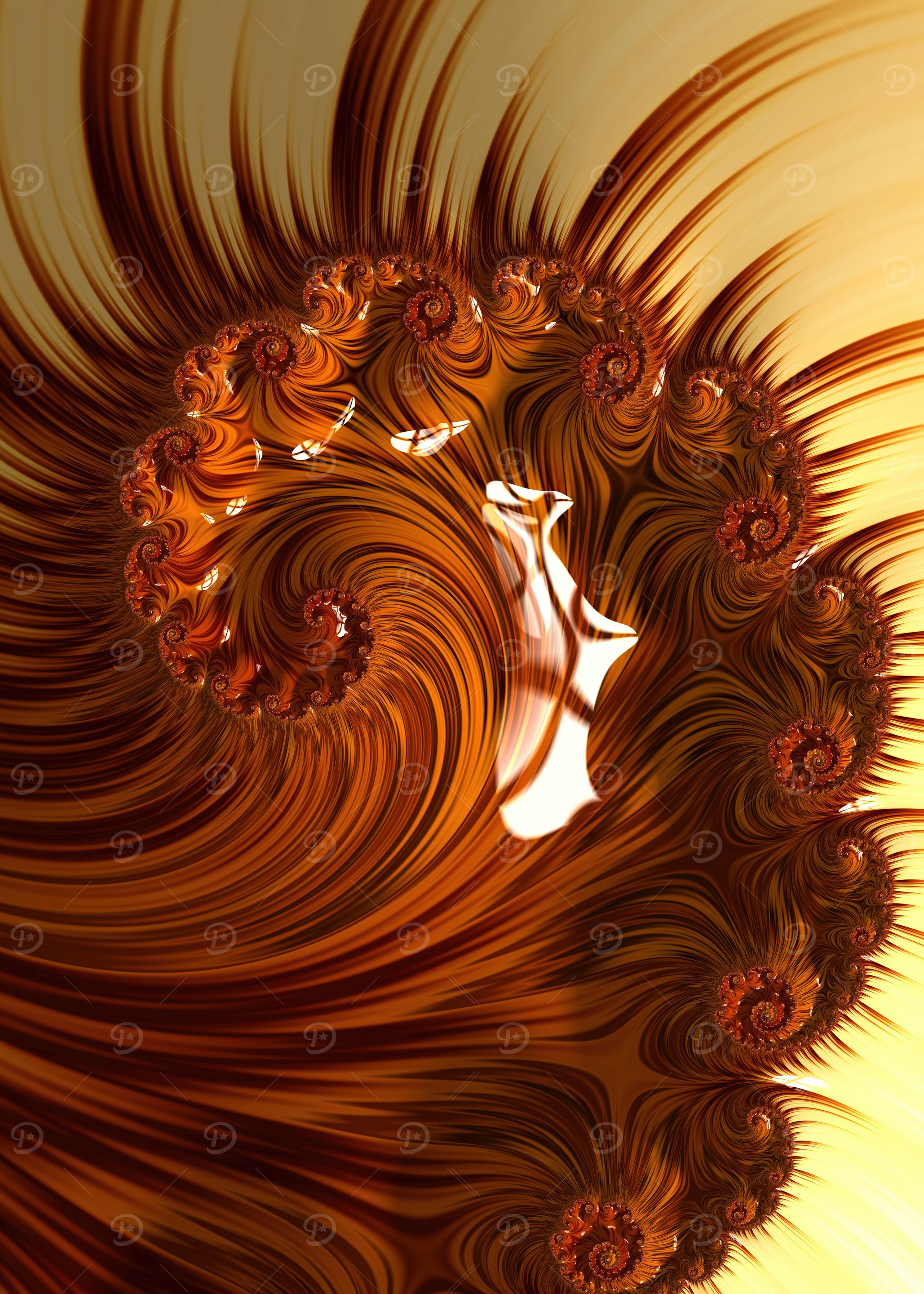 Fractal Spiral in Brown and Gold