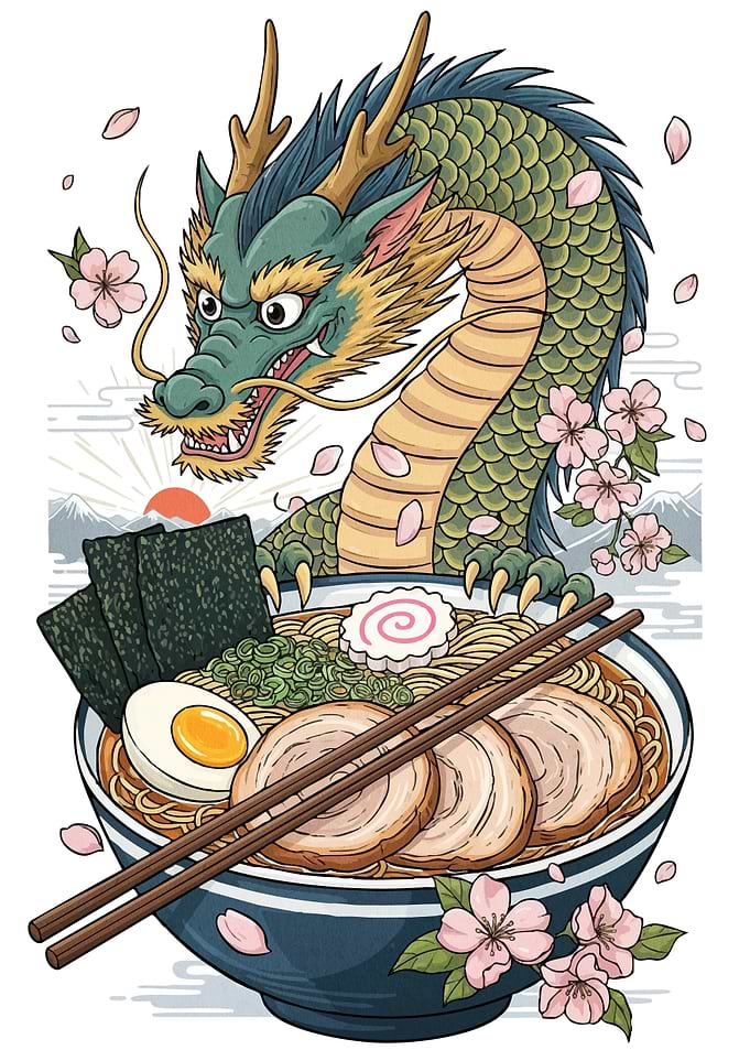 Dragon with Ramen Bowl
