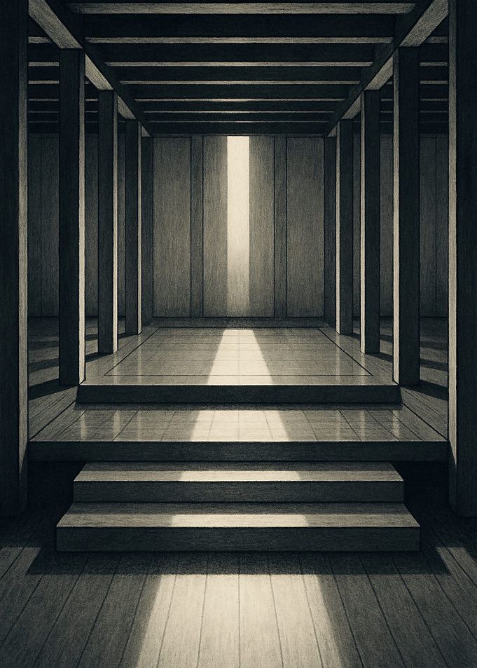 Monochrome Hallway with Light