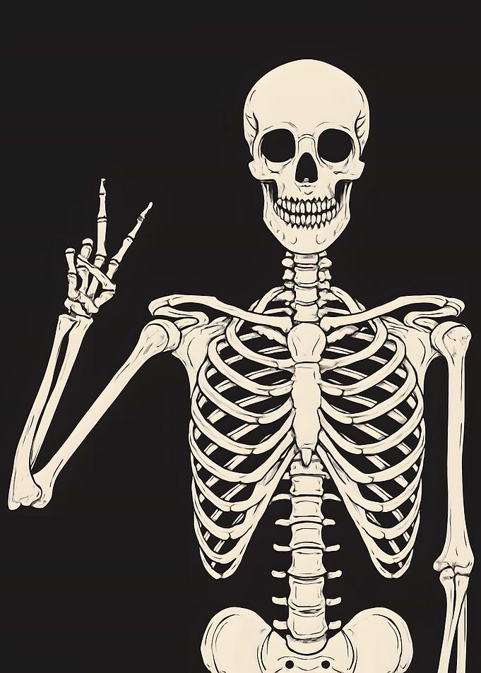 Skeleton Peace Sign Illustration